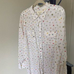 Bug Print Collared Button-Up Shirt
